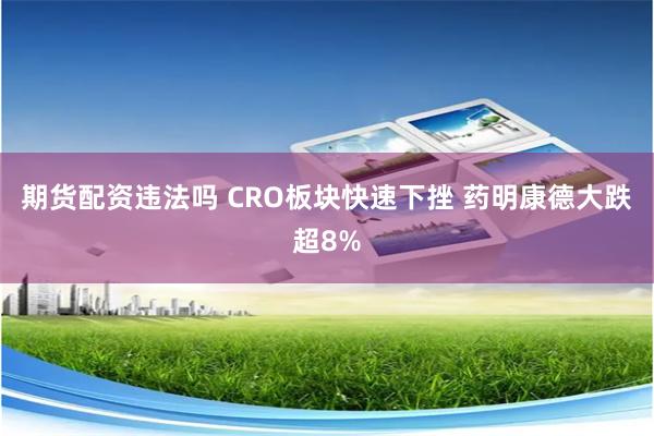 期货配资违法吗 CRO板块快速下挫 药明康德大跌超8%