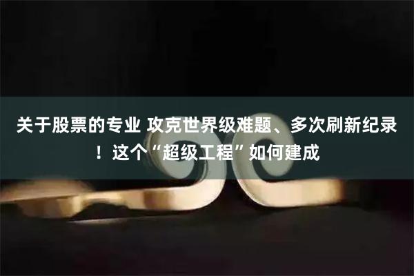 关于股票的专业 攻克世界级难题、多次刷新纪录！这个“超级工程”如何建成